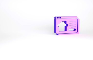 Tarayıcı simgesindeki Purple Online emlak evi beyaz arka planda izole edilmiş. Ev kredisi konsepti, kira, satın alma, mülk alma. Minimalizm kavramı. 3d illüstrasyon 3B canlandırma.