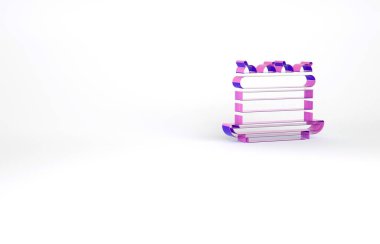 Beyaz arkaplanda Mor Kek simgesi izole edildi. Doğum günün kutlu olsun. Minimalizm kavramı. 3d illüstrasyon 3B canlandırma.