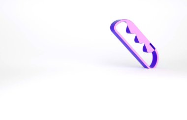 Beyaz arka planda izole edilmiş mor Fransız baget ekmeği ikonu. Minimalizm kavramı. 3d illüstrasyon 3B canlandırma.