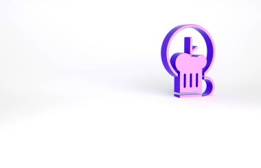 Beyaz arka planda izole edilmiş ahşap bira bardağı ikonu olan mor mutlu saatler. Minimalizm kavramı. 3d illüstrasyon 3B canlandırma.