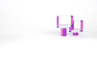 Mor Sauna ahşap bank ikonu beyaz arka planda izole edilmiş. Minimalizm kavramı. 3d illüstrasyon 3B canlandırma.