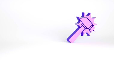 Mor Çekiç simgesi beyaz arkaplanda izole edildi. Tamir için bir araç. Minimalizm kavramı. 3d illüstrasyon 3B canlandırma.