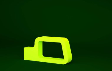 Sarı Araba ayna ikonu yeşil arkaplanda izole edildi. Minimalizm kavramı. 3d illüstrasyon 3B canlandırma.