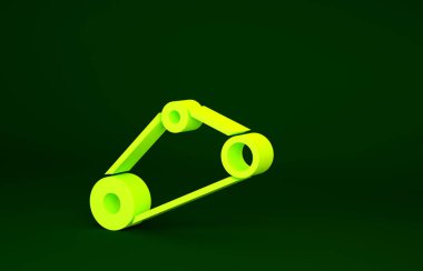 Yeşil arkaplanda sarı zamanlayıcı kiti simgesi izole edildi. Minimalizm kavramı. 3d illüstrasyon 3B canlandırma.