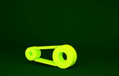 Yeşil arkaplanda sarı zamanlayıcı kiti simgesi izole edildi. Minimalizm kavramı. 3d illüstrasyon 3B canlandırma.