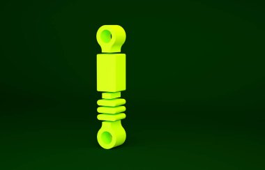 Sarı Şok emici simgesi yeşil arkaplanda izole edildi. Minimalizm kavramı. 3d illüstrasyon 3B canlandırma.