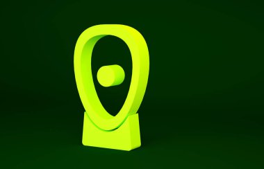 Sarı Boks eğitim patileri simgesi yeşil arkaplanda izole edildi. Minimalizm kavramı. 3d illüstrasyon 3B canlandırma.