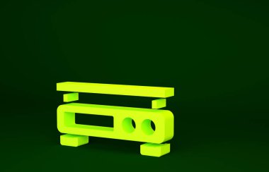 Sarı Elektronik ölçek simgesi yeşil arkaplanda izole edildi. Ağırlık ölçüm aletleri. Minimalizm kavramı. 3d illüstrasyon 3B canlandırma.