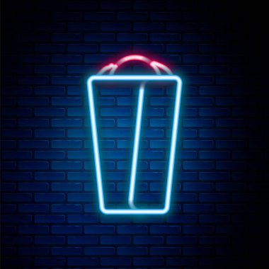 Parlayan neon hattı Burrito simgesi tuğla duvar arkasında izole edildi. Geleneksel Meksika fast food 'u. Renkli taslak konsepti. Vektör