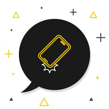 Hat geçirmez cep telefonu simgesi beyaz arkaplanda izole edildi. Renkli taslak konsepti. Vektör