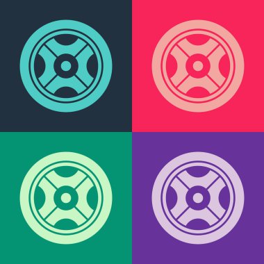 Pop Art Car tekerleği simgesi renk arkaplanında izole edildi. Vektör