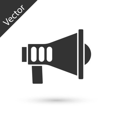 Gri Megafon simgesi beyaz arkaplanda izole edildi. Sözcü işareti. Vektör