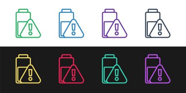 Smartphone şarj simgesini siyah beyaz arkaplanda izole et. Şarjı az bir telefon. Vektör