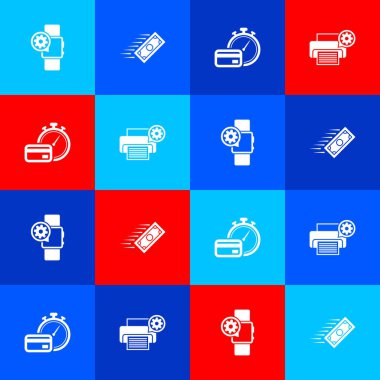 Akıllı ayar, Hızlı Ödemeler ve Yazıcı simgesi ayarla. Vektör.