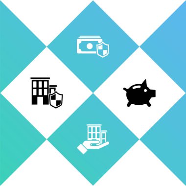 House 'u rozetli, sigortalı, paralı ve kumbaralı ayarla. Vektör.