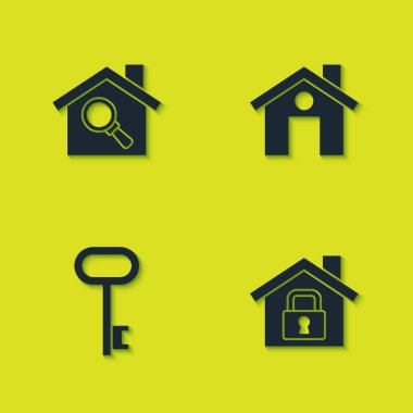 Arama Evi, Ev 'i koruma altına alın. Anahtar ve simge. Vektör