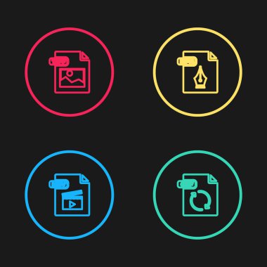 MOV dosya belgesi, GIF, EPS ve TIFF simgesini ayarla. Vektör.