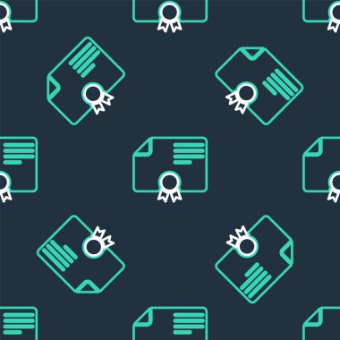 Çizgi Sertifikası şablonu simgesi siyah arkaplanda izole edilmiş. Başarı, ödül, diploma, burs, diploma. İş başarısı sertifikası Vektör