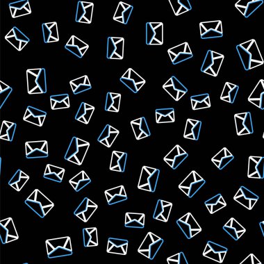 Çizgi Zarfı simgesi siyah arkaplanda izole edilmiş kusursuz desen. E- posta mektup sembolü. Vektör