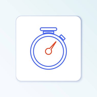 Çizgi Kronometresi simgesi beyaz arkaplanda izole edildi. Zaman göstergesi. Renkli taslak konsepti. Vektör