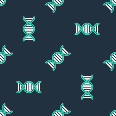 Çizgi DNA sembolü simgesi siyah arkaplanda izole edilmiş. Vektör