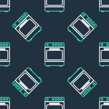 Fırın simgesi siyah arkaplanda izole edilmiş. Fırın tabelası. Vektör