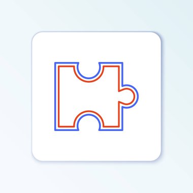 Yapboz simgesinin satır parçası beyaz arkaplanda izole edildi. Modern daire, iş, pazarlama, finans, internet konsepti. Renkli taslak konsepti. Vektör