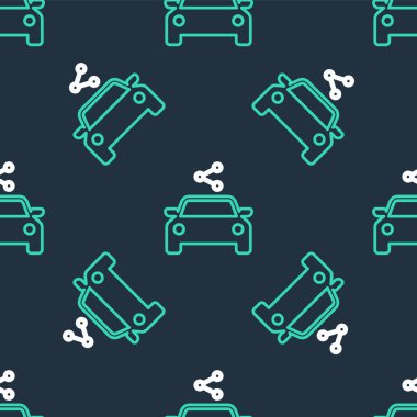 Çizgi Araba paylaşımı simgesi siyah arkaplanda izole edilmiş. Araba paylaşım tabelası. Nakliye hizmeti konsepti. Vektör