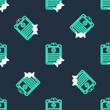 Üzerinde DNA analiz simgesi olan çizgi panosu siyah arkaplanda izole edilmiş kusursuz desen. Genetik mühendisliği, genetik testler, klonlama, babalık testleri. Vektör