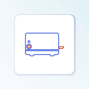 Çizgi tost makinesi simgesi beyaz arkaplanda izole edildi. Renkli taslak konsepti. Vektör