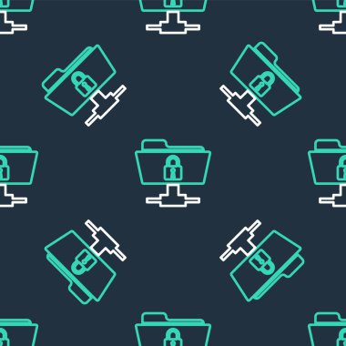 Satır FTP dizini ve kilit simgesi siyah arkaplanda izole edilmiş. Yazılım güncellemesi konsepti, ftp transfer protokolü. Güvenlik, güvenlik, koruma kavramı. Vektör