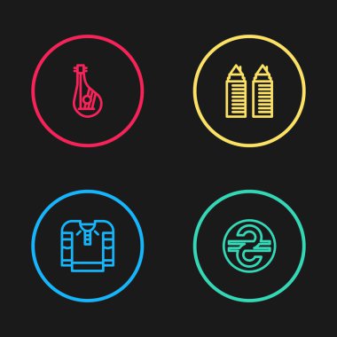 İşlemeli gömlek, Ukrayna hrivnisi, İki Dnipro ve Bandura ikonu. Vektör