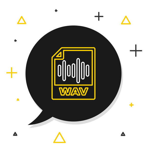 Line WAV file document. Download wav button icon isolated on white background. WAV waveform audio file format for digital audio riff files. Colorful outline concept. Vector