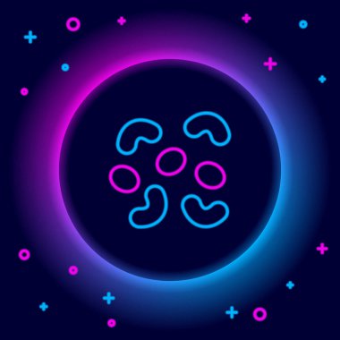 Parlayan neon çizgisi Jelly Candy ikonu siyah arka planda izole edildi. Renkli taslak konsepti. Vektör