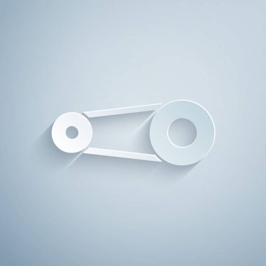 Kağıt kesiği zaman ayarlama kipi simgesi gri arkaplanda izole edildi. Kağıt sanatı tarzı. Vektör