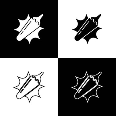 Hot chili biber kabuğu simgesini siyah beyaz arkaplanda izole et. Market, mutfak ürünleri, baharat ve baharat paketi, yemek kitabı için tasarım. Vektör