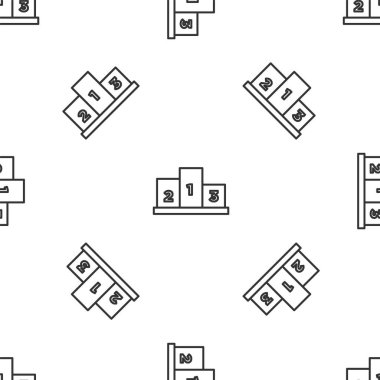 Gri çizgi ödülü, spor ödüllü podyum ikonu beyaz arka planda izole edilmiş kusursuz desen. Vektör