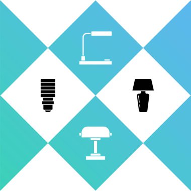 LED ampulü, masa lambasını ve simgeyi ayarla. Vektör