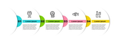 Bir bardak bira, indirimli içki, kurutulmuş balık, bira şişesi ve cam. Ticari bilgi şablonu. Vektör