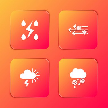 Fırtına, Rüzgar, Kar ve Bulut 'u yağmur ikonuyla hazırla. Vektör.