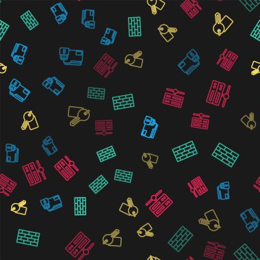 Satır Dizini ve Kilitle, Güvenlik Duvarı, Güvenlik Duvarı İşaretli Anahtar ve Sunucu, Data, Web Sunuculuğunu kusursuz desen üzerine ayarla. Vektör