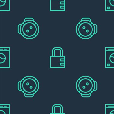 Hat güvenli kombinasyon kilidi, robot elektrikli süpürge ve çamaşır makinesi kusursuz desende. Vektör