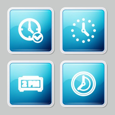 Hat saatini, dijital alarm saatini ve simgeyi ayarla. Vektör