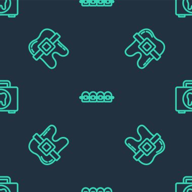 Diş teli ve ilk yardım çantasını pürüzsüz desenlere ayarlayın. Vektör