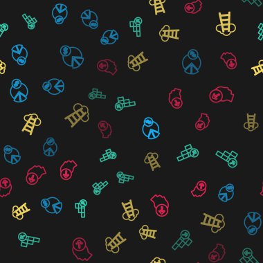 Çizgi çizelgesi, dolar, finansal büyüme, bitiş bayrağı olan merdiven ve pürüzsüz desenli kafa avlama konsepti. Vektör