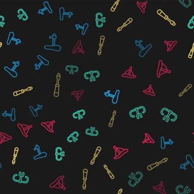 Bisiklet koltuğunu, gidonu, tornavidayı ve dikişsiz deseni ayarla. Vektör