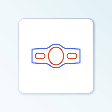 Çizgi boks kemeri simgesi beyaz arkaplanda izole edildi. Kemer boks şampiyonası dövüş ödülünü kazandı. Renkli taslak konsepti. Vektör