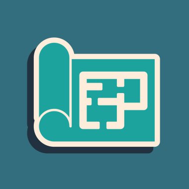 Yeşil arka planda sera planı simgesi izole edildi. Uzun gölge tarzı. Vektör