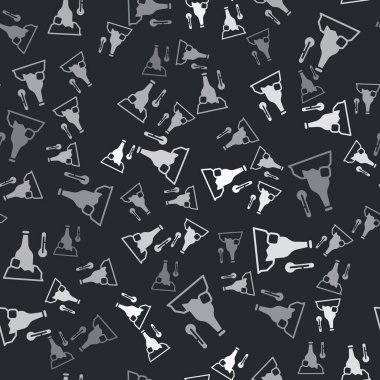 Gri Soğuk Bira Şişesi ikonu siyah arka planda izole edilmiş pürüzsüz desen. Vektör