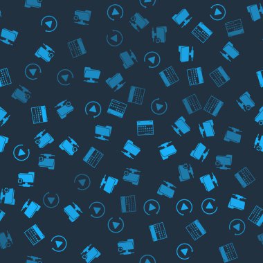 Video çalma düğmesini, FTP dizinini, Takvimi ve eşzamanlamayı pürüzsüz desen üzerinde ayarla. Vektör.